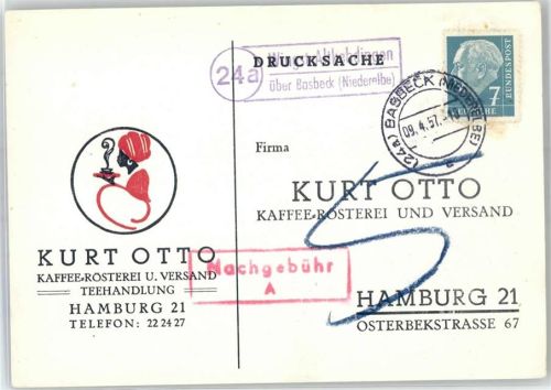 21789 W2177 Wingst - Landpoststempel Kaffee-Rösterei Versand Teehandlung Kurt Otto Hamburg