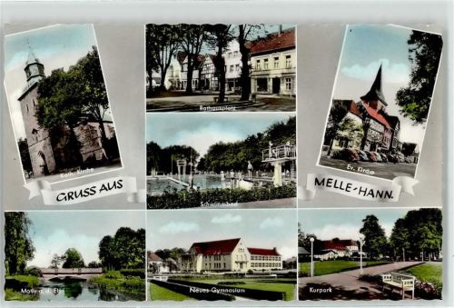 Melle Kath. Kirche Rathausplatz Ev. Kirche Schwimmbad Else Gymnasium Kurpark