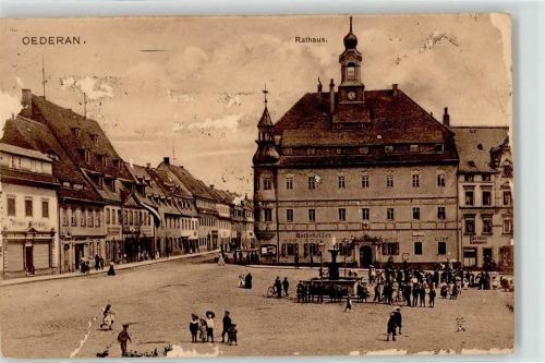 Oederan 1915 Rathaus Ratskeller Brunnen Marktplatz