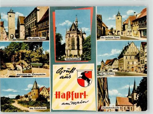 Haßfurt Ritterkapelle Brunnen Rosengarten Turm Froschturm Kirche Rathaus