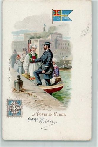 1901 La Poste en Suede Schweden AK