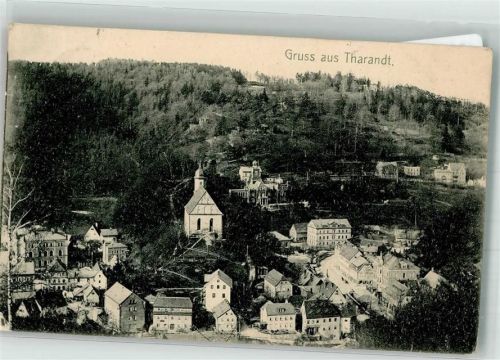 Tharandt 1900 Panorama des Ortes mit der Bergkirche
