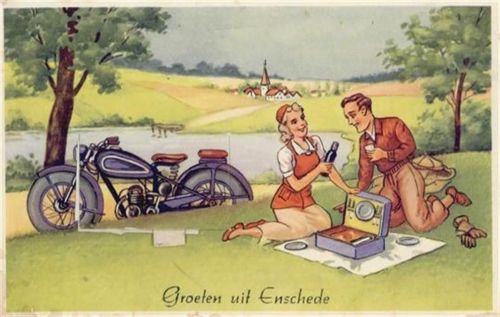 Enschede Enschede (Niederlande) Leporello I-II (fleckig VS, Klebereste RS, Marke entfernt, Stauchung)