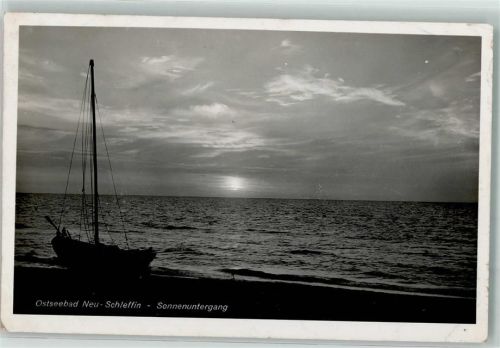 Neu Schleffin - Sonnenuntergang Schiff Boot Meer Strand