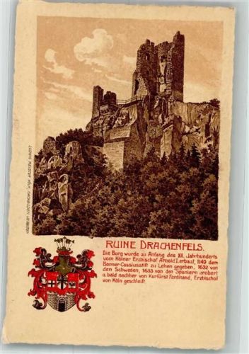 Drachenfels Burgruine mit Wappen und Chronik