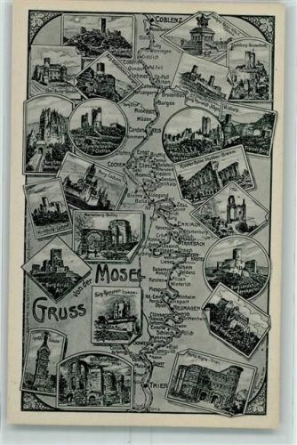 Dieblich sign. Runge Trarbach Burg Eltz Arras Beilstein Bernkastel Trais Denkmal Kaiser Wilhelm I Losenich Pommern Mosel
