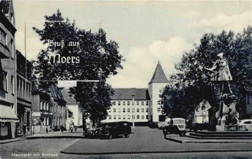 47441 W4130 Moers - Moers (4130) Leporello Neumarkt, Rathaus, Autos I-II