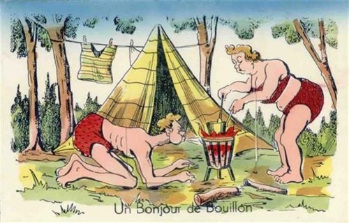 Bouillon Bouillon (Belgien) Leporello, Paar kocht beim Camping II