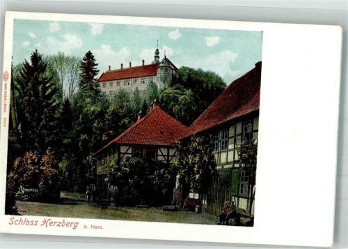 Herzberg Fachwerkhäuser unterhalb vom Schloss Herzberg Verlag Louis Glaser 8330