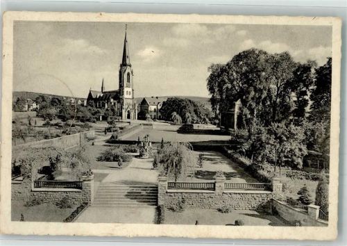 Höhr-Grenzhausen 1938 Kirche St. Peter und Paul mit Parkanlagen Fotograf Remy