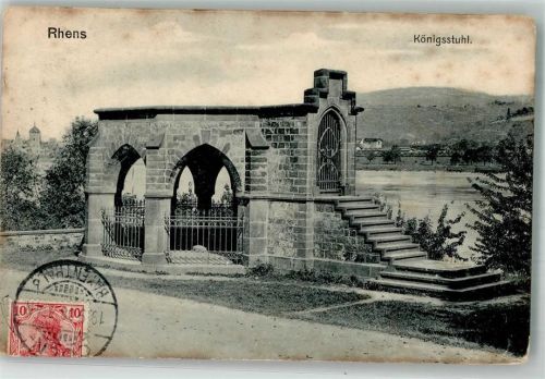 Rhens 1908 Denkmal Königsstuhl Chronik Briefmarke Bildseite