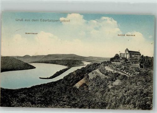 Waldeck 1913 Schloss Waldeck Sperrmauer Stempel Fürstenturm Waldeck