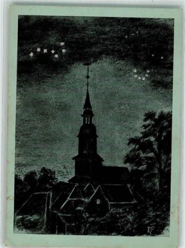 Niederroedern Abendhimmel über der Dorfkirche Künstlerkarte