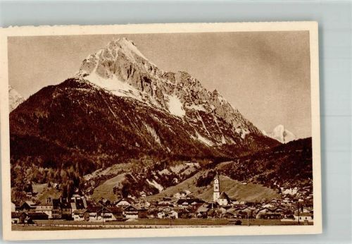 Mittenwald 1935 Panorama des Ortes mit dem Wetterstein Bild 46 Fotograf Rudolphi Reichswinterhilfe-Lotterie