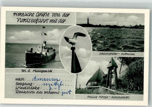 Hooge Dampfschiff M.S. Heiligenlei Kirchwarft Leuchtturm Hornum