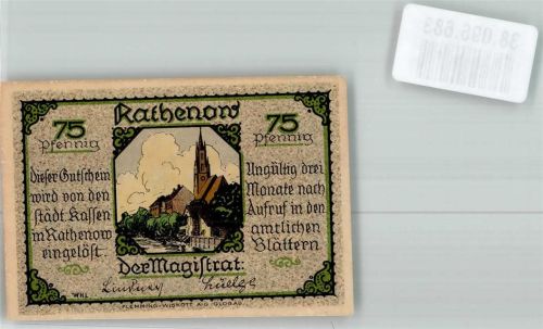 Rathenow Notgeld 75 Pfennig Zietenhusar