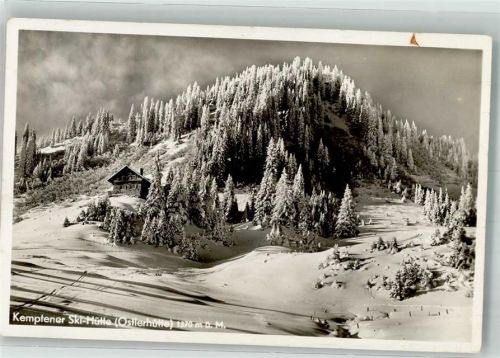 Ostlerhütte 1943 Foto AK Kemptener Ski-Hütte im Winter Hüttenstempel