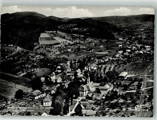 Unterharmersbach Fliegeraufnahme Wallfahrts- Kirche Maria zu den Ketten