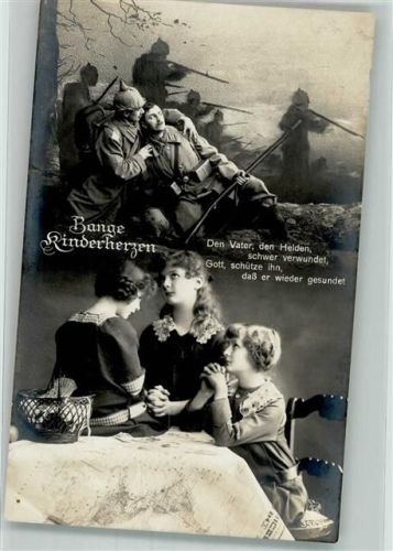 1917 Soldaten Militär Kinder beten für den Vater an der Front Gefechte Uniform WK I Verlag Rotophot 3557/5