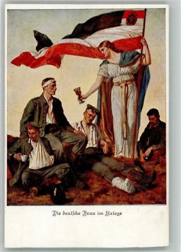 sign. Meyer Waldeck Kunz Prof. Deutsche Frau im Krieg Verwundete Soldaten H.K.Co. u. M. No. 14