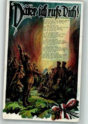 1915 Gedicht Vater ich rufe Dich! Landser in Uniform bei einem Feldgottesdienst L & P 1714