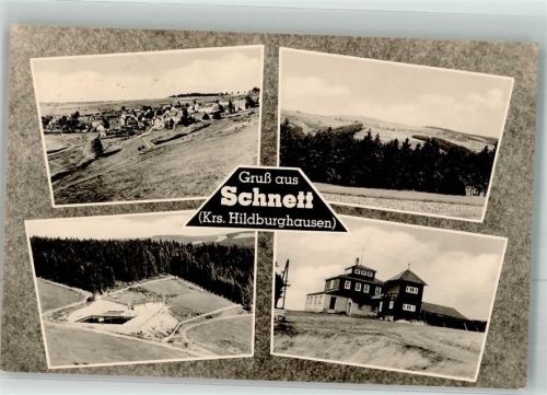 Schnett Panorama des Ortes Schwimmbad Jugendherberge VEB Bild und Heimat