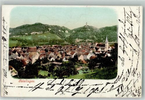 Geislingen 1899 Panorama des Ortes mit der Stadtkirche