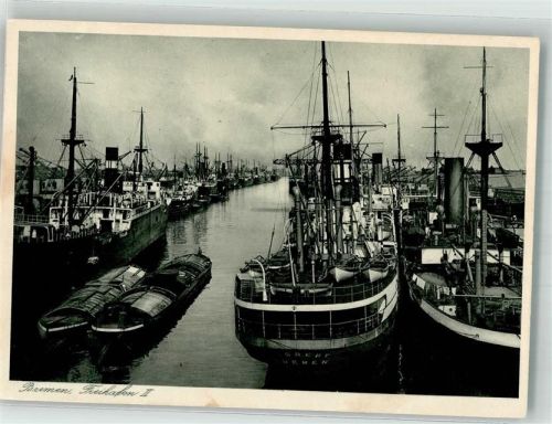 Bremen 1931 Freihafen II mit Frachtschiffen