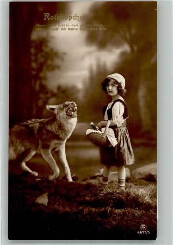 1916 Mädchen mit dem bösen Wolf Rotophot 4671/5 Feldpost WK I Paderborn XVI. Armeekorps