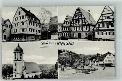 Altensteig Rathaus Kirche Matktplatz Oldtimer Gasthaus Cafe Hirsch
