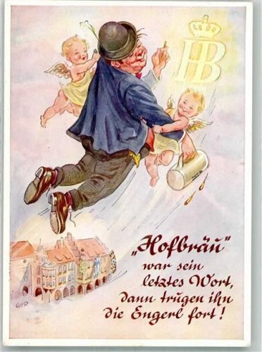 München Trinker wird von Engeln fort getragen Humor Verlag August Lengauer Nr. 3099