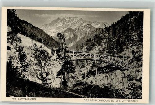 Zirl Schlossbachbrücke der Mittenwaldbahn mit Solstein Fotograf Irl