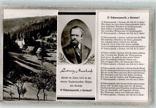 Kapfenhardt Ludwig Auerbach schrieb in d. oberen Karpfenhadter Mühle O Schwarzwald o Heimat