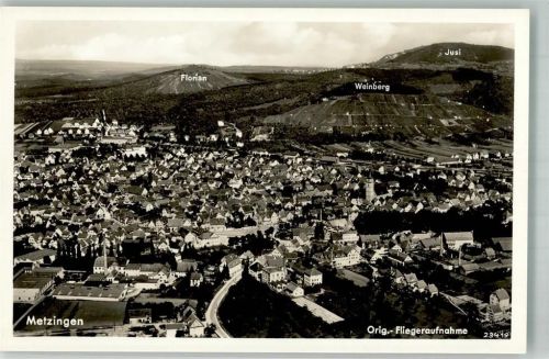 Metzingen 1938 Fliegeraufnahme des Ortes mit Martinskirche Florian Weinberg und Jusi