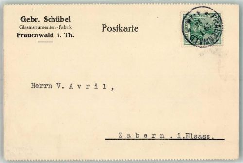 Frauenwald 1914 Geschäftskorrespondenz Glasinstrumenten-Fabrik Gebr. Schübel