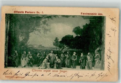 Oberammergau 1900 Szene aus den Passionsspielen Christus segnet seine Jünger