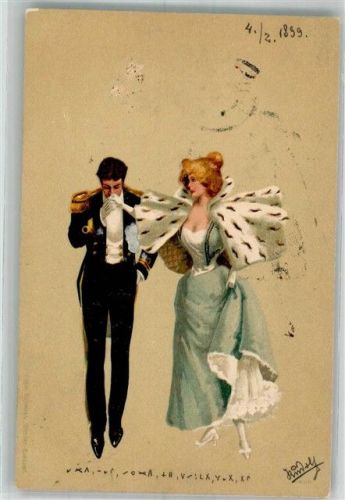 1899 Frau m. Hermelincape Mann Uniform