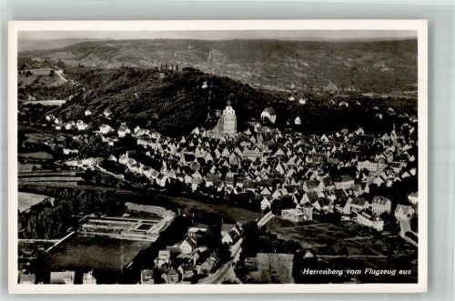 Herrenberg Fliegeraufnahme des Ortes mit der Stiftskirche