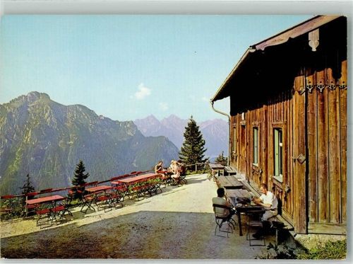 Tegelberghaus Terrasse 1707 m Säuling 2047 m Gernspitze 2164 m Köllespitze 2240 m Schlicke 2060 m