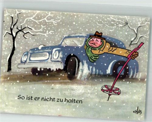 Altötting sign. Kollatz Mann versucht mit Skistock sein Auto in der Spur zu halten Volkswagenhändler Franz Vogl Continental-Reifen