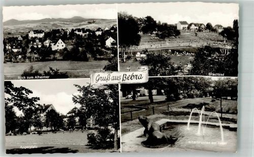 Bebra Panorama des Ortes Schwimmbad Angerplatz Biberbrunnen am Anger