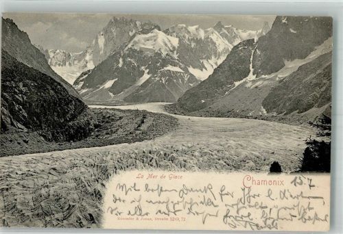 Chamonix-Mont-Blanc 1904 Gletschermeer Verlag Römmler & Jonas Adelskorrespondenz
