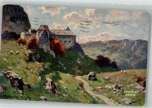 1918 Werbung F.L. Cailler's Milch-Schokolade Burg im Gebirge