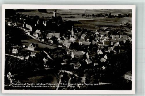 W8574 Neuhaus a d Pegnitz Fliegeraufnahme WK II Burg Veldenstein Familiensitz Hermann Göring Freigeg. d. R.L.M. Göring Foto AK