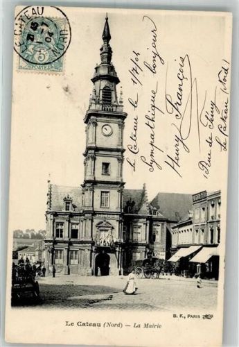 Le Cateau-Cambresis 1904 Rathaus Briefmarke Bildseite