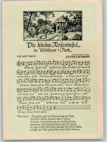 Wörlitz Die kleine Roseninsel Wörlitzer Park Lied Tango Siegfried Bethmann