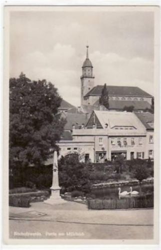 Bischofswerda mit Partie am Mühlteich gelaufen von 1936. Gute Erhaltung.