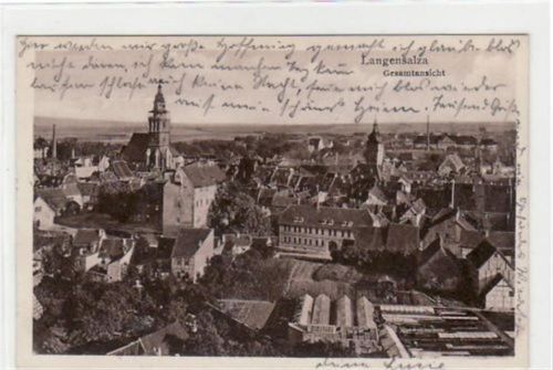 Langensalza i. Thür. Gesamtansicht gelaufen 1933. Marke entfernt, sonst gut erhalten.