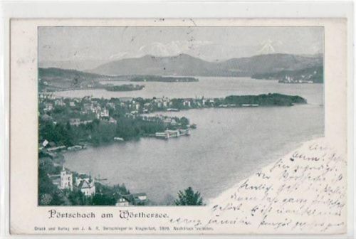 Pörtschach am Wörthersee mit Totale gelaufen von 1903 kleiner Knick unten links, leichte Stempelspuren, sonst gut erhalten