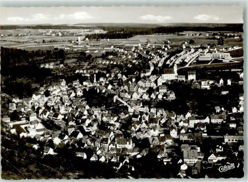 Altensteig Fliegeraufnahme des Ortes mit Ev. Kirche Foto Original aus Archiv eines Ansichtskartenverlags Ort handschriftlich